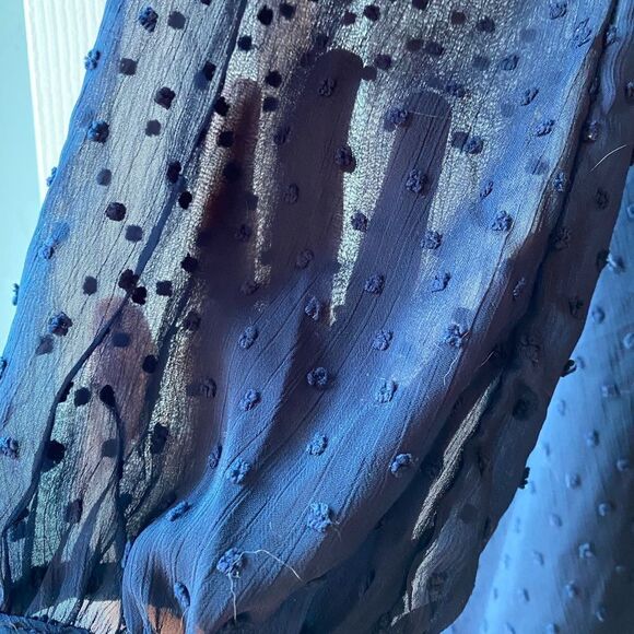 Lulu’s Navy Blue Swiss Dot Long sleeve  Dress - Picture 6 of 6